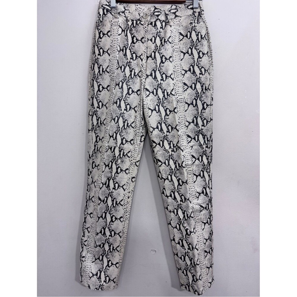 Y2K Emanuel Ungaro Leather Pants Snake Print High-Waist Tapered size 24P Vintage